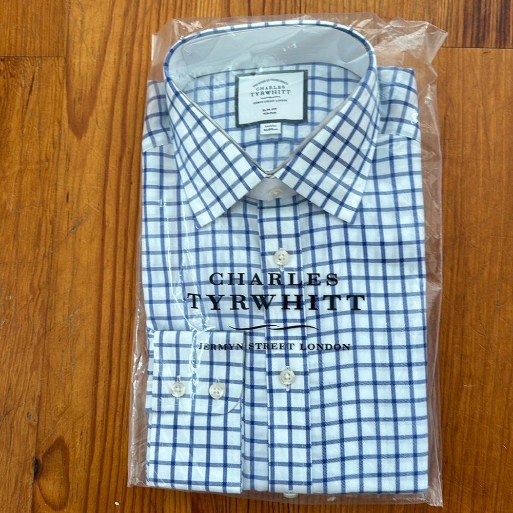 Non-Iron Twill Grid Check Shirt—Cobalt Blue (16/33)